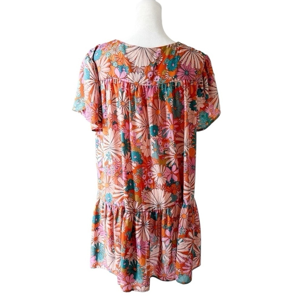BB Dakota Steve Madden Floral Print Babydoll Style Tiered Ruffle Dress Size L - Picture 5 of 6